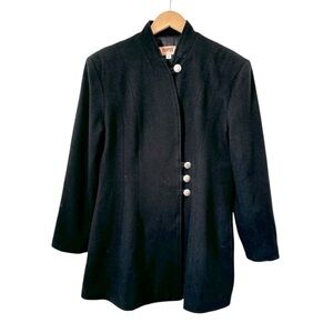 Frontier Collection Black Wool Coat Concho Button Front Made In USA Womens 10